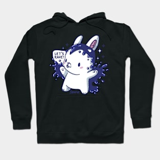 Kawaii Cute raven bunny saying "Let's rave!" Hoodie